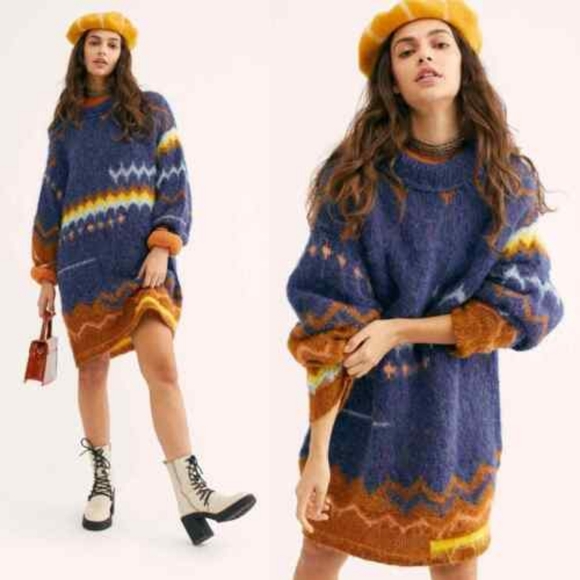 Free People Sweaters - NWOT Free People Shimmering Cliffs Alpaca Wool Oversized Tunic Sweater